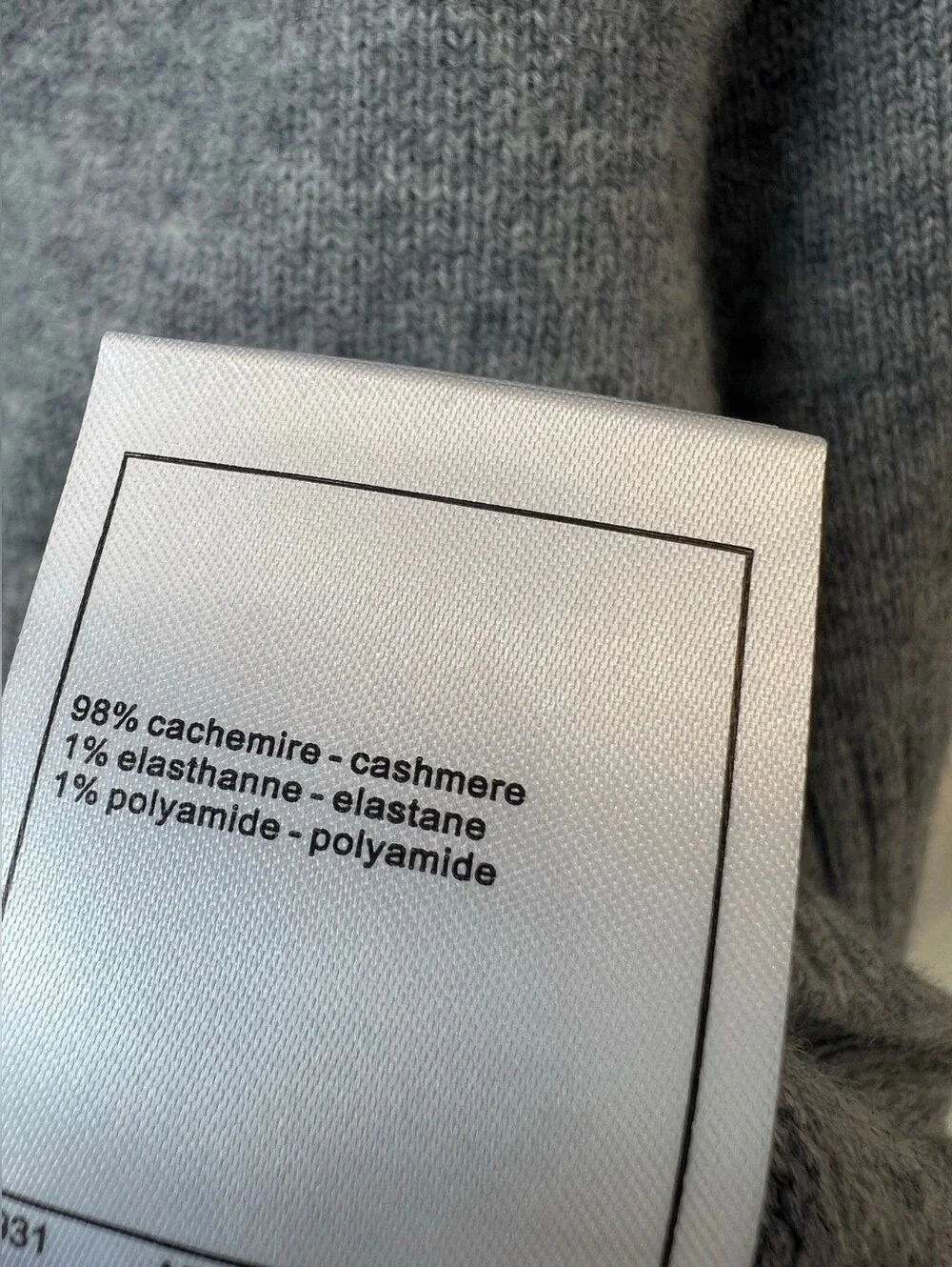CHANEL Gray Cashmere Crewneck Cardigan